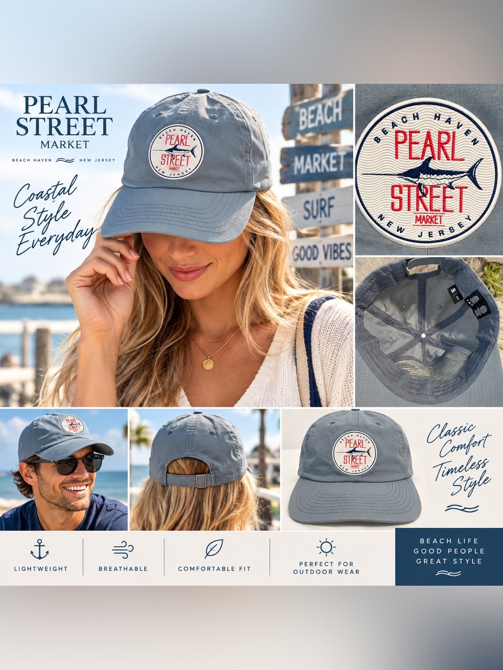 PEARL STREET MARY NEW JERSEY BEACH, HEAVEN Baseball Cap - Logo Patch